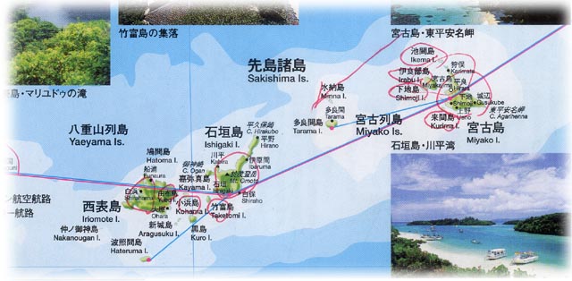 八重山列島、先島諸島の地図